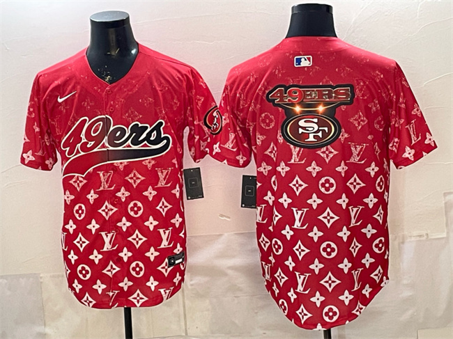 Men's Red San Francisco 49ers Team Big Logo Limited Stitched Baseball Jersey